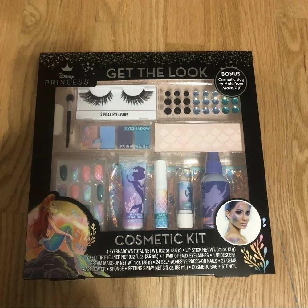 Disney Princess Ariel Cosmetic Kit Get the Look NEW Lashes Nails Little Mermaid